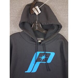 Polaris Mens Hoodie 2XL Black Blue‎ Logo Kangaroo Sweatshirt Snowmobile Snow